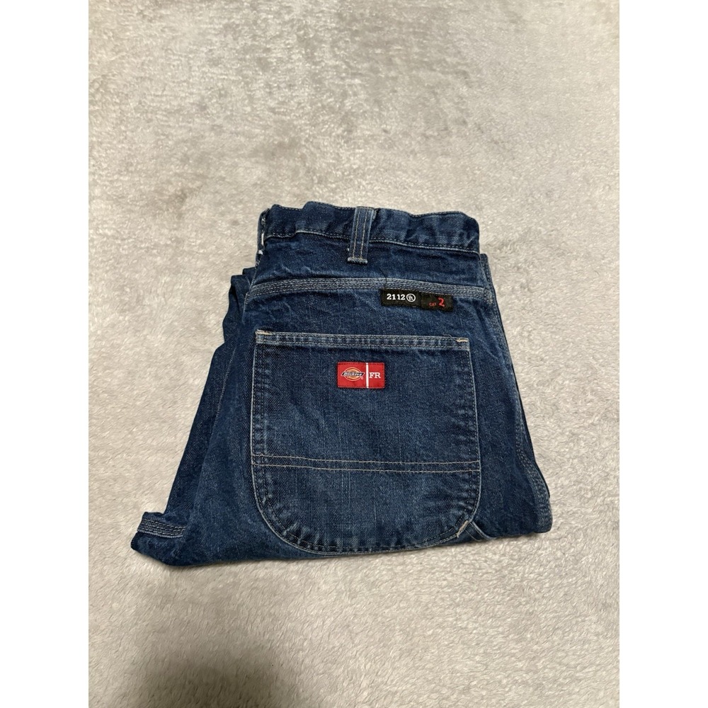 Dickies FR Carpenter Jeans Men's 32x34 Blue Denim Straight Leg Workwear READ